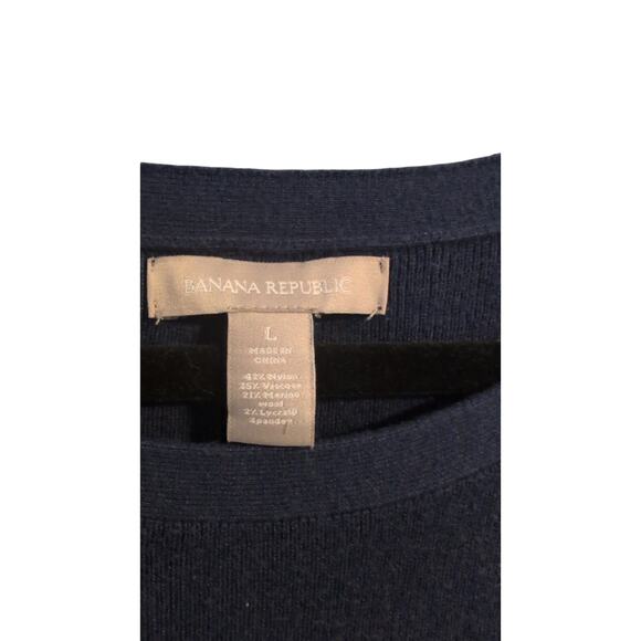 Banana Republic Wool-Blend Sweater | Size Large | Navy Blue - Picture 2 of 3